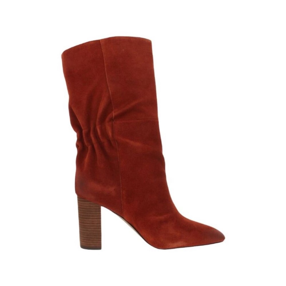 CHARLES BY CHARLES DAVID Womens Red Ruched Barrie Leather Booties